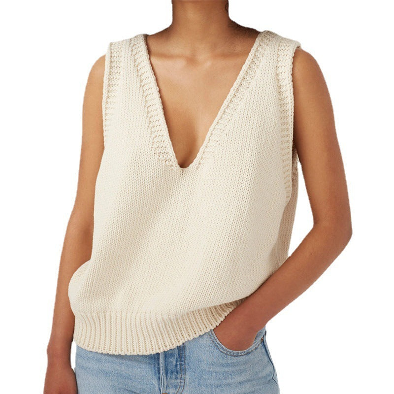 Ladies Knitted Vest Sleeveless Sweater
