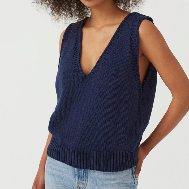 Ladies Knitted Vest Sleeveless Sweater