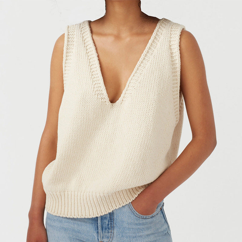 Ladies Knitted Vest Sleeveless Sweater