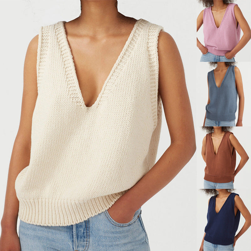 Ladies Knitted Vest Sleeveless Sweater