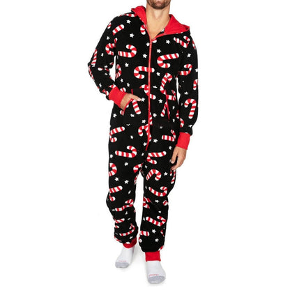 Christmas Autumn And Winter Hooded Love Print Onesie Pajamas