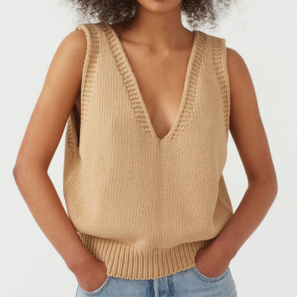 Ladies Knitted Vest Sleeveless Sweater